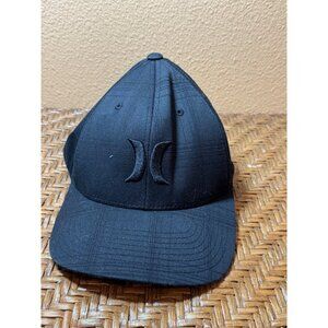 Hurley Flexfit Black Plaid Baseball Cap Size S/M